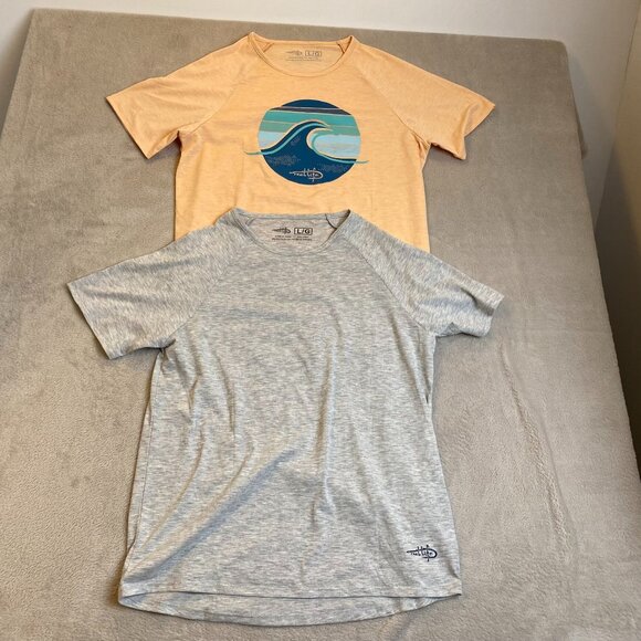 Reel Life Womens T-Shirts L/G Lot of Two Polyester & Spandex Heather Gray & Peac - Picture 2 of 13